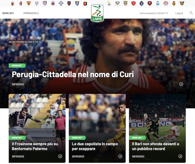 Screenshot del portale Lega B